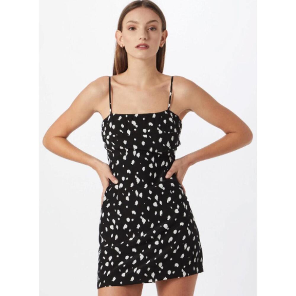 Bardot Black and White Abstract Sleeveless Dot Mini Dress - Size - Medium